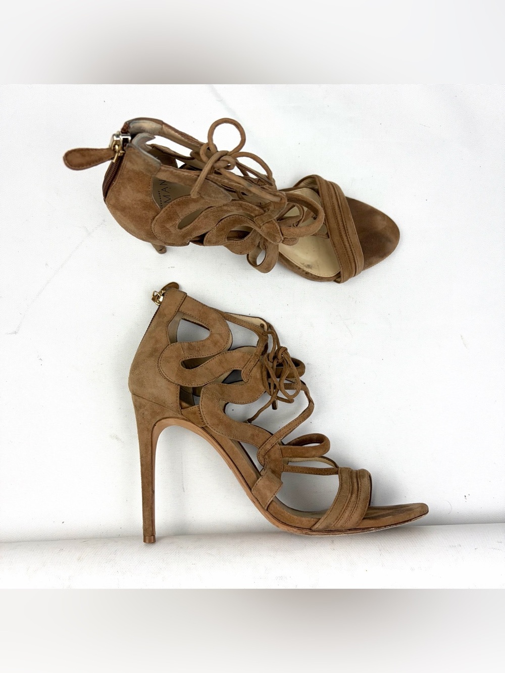 Alexandre Birman Nude Suede Lace Up Sandals Size 39